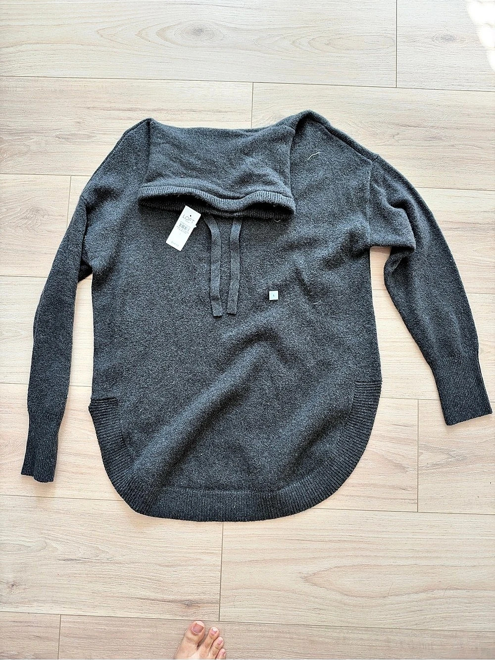 LOFT Gray Cowl Neck Sweater
